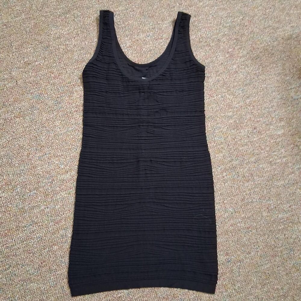 Forever 21 Black Ribbed Bandage Bodycon Mini Dress Sleeveless Scoop Neck Size M